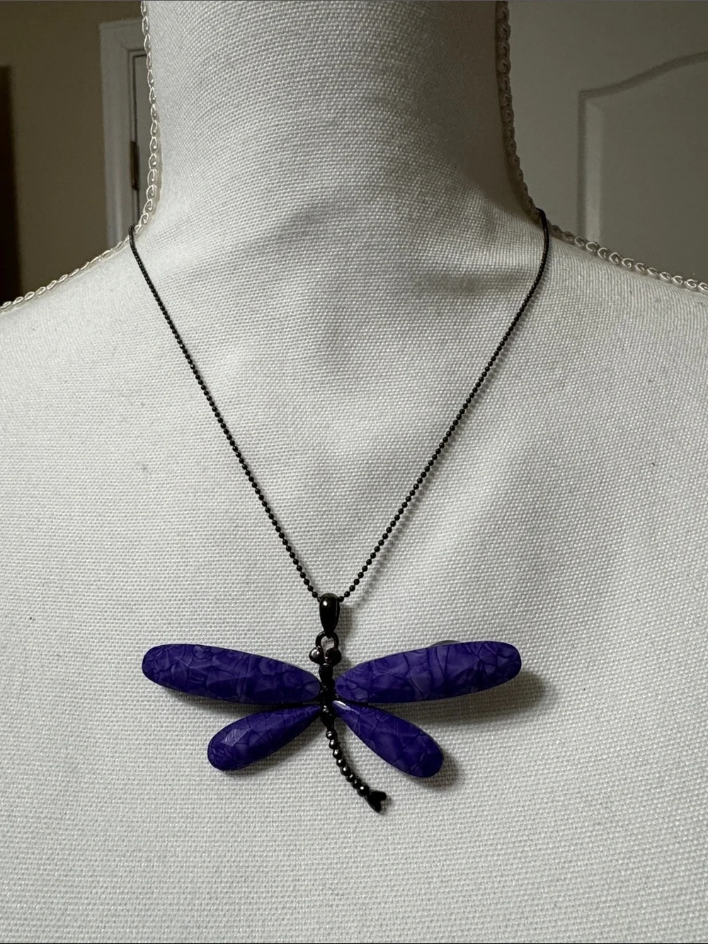 Purple Dragonfly Pendant Necklace